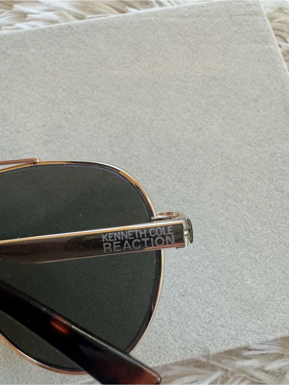 Kenneth Cole Gold Frame Unisex Aviator Sunglasses with Dark Lenses